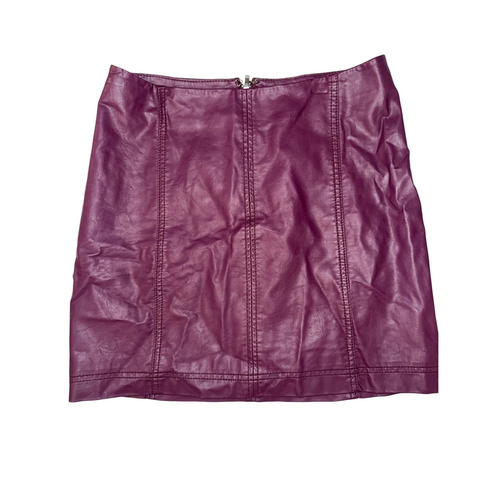 Free People‎ Modern Femme Vegan Leather Mini Skirt Purple Plum Size 4 - Picture 5 of 9